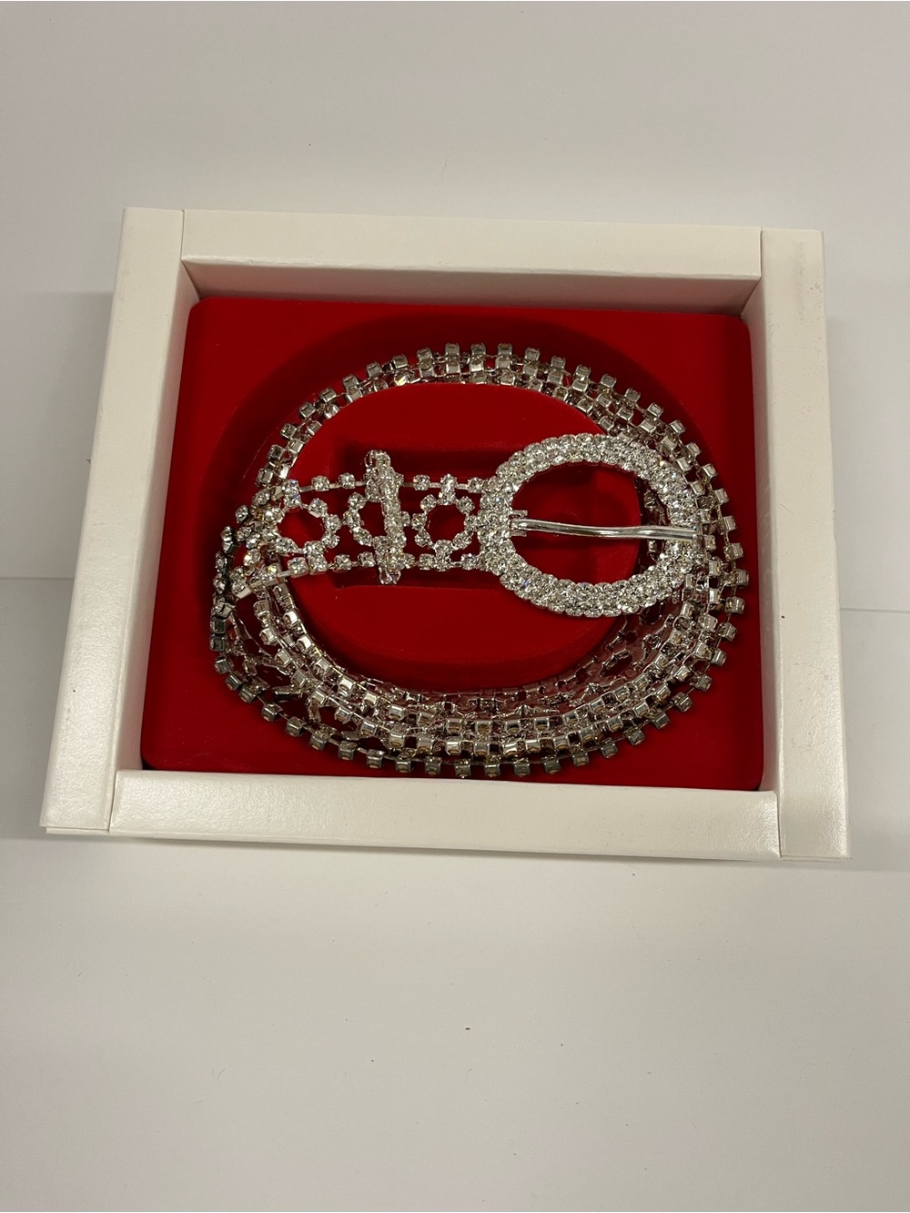 Crystal Rhinestone Belt Buckle Waist Chain - Silver